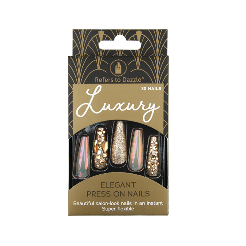 New 30-piece fashionable nails, InS-style ballet nails with diamonds, semi-handcrafted, in stock from Europe and America Item Picture