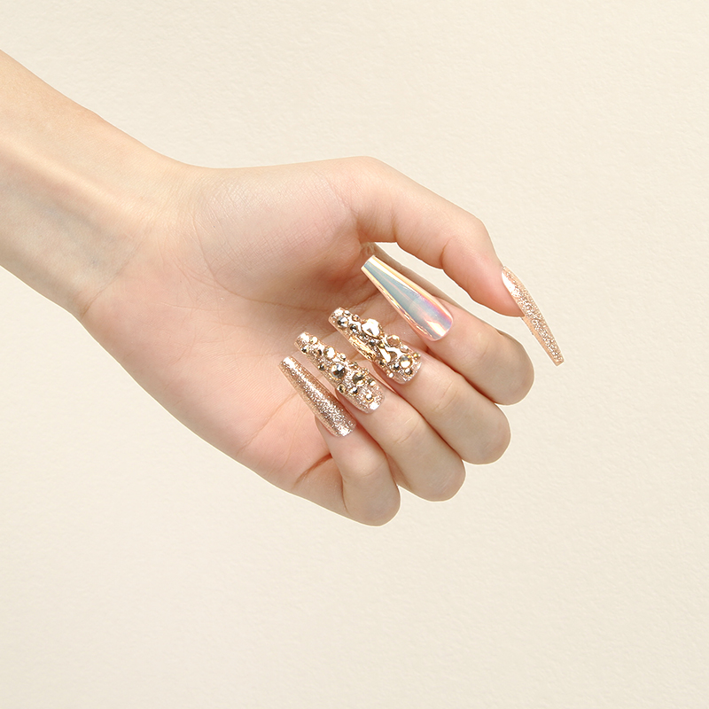 New 30-piece fashionable nails, InS-style ballet nails with diamonds, semi-handcrafted, in stock from Europe and America Specification image