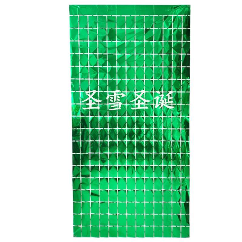 跨境派对装饰墙面装饰用品生日布置雨丝帘1*2米亮光方块帘方形