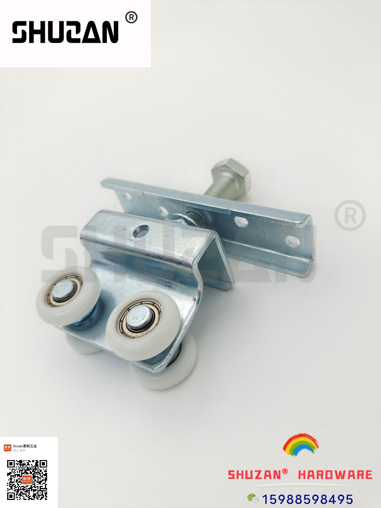 The upper wheel guide wheel of the hoist wheel door, industrial sliding large door hoist, galvanized heavy sliding door track pulley factory direct sales, special-shaped double pulley, Shuzan Item Picture