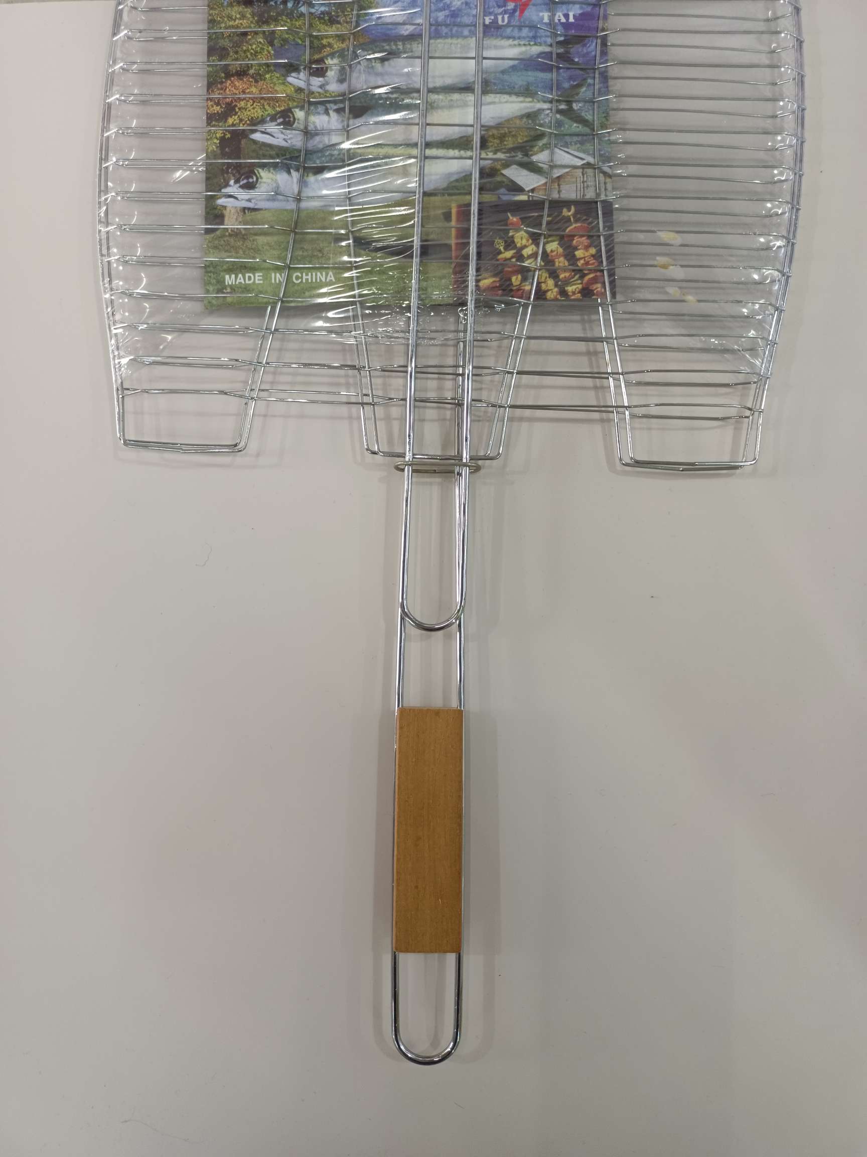 厂家直销木柄双鱼三鱼烧烤网 烤鱼夹　烧烤网夹　烧烤夹详情图3