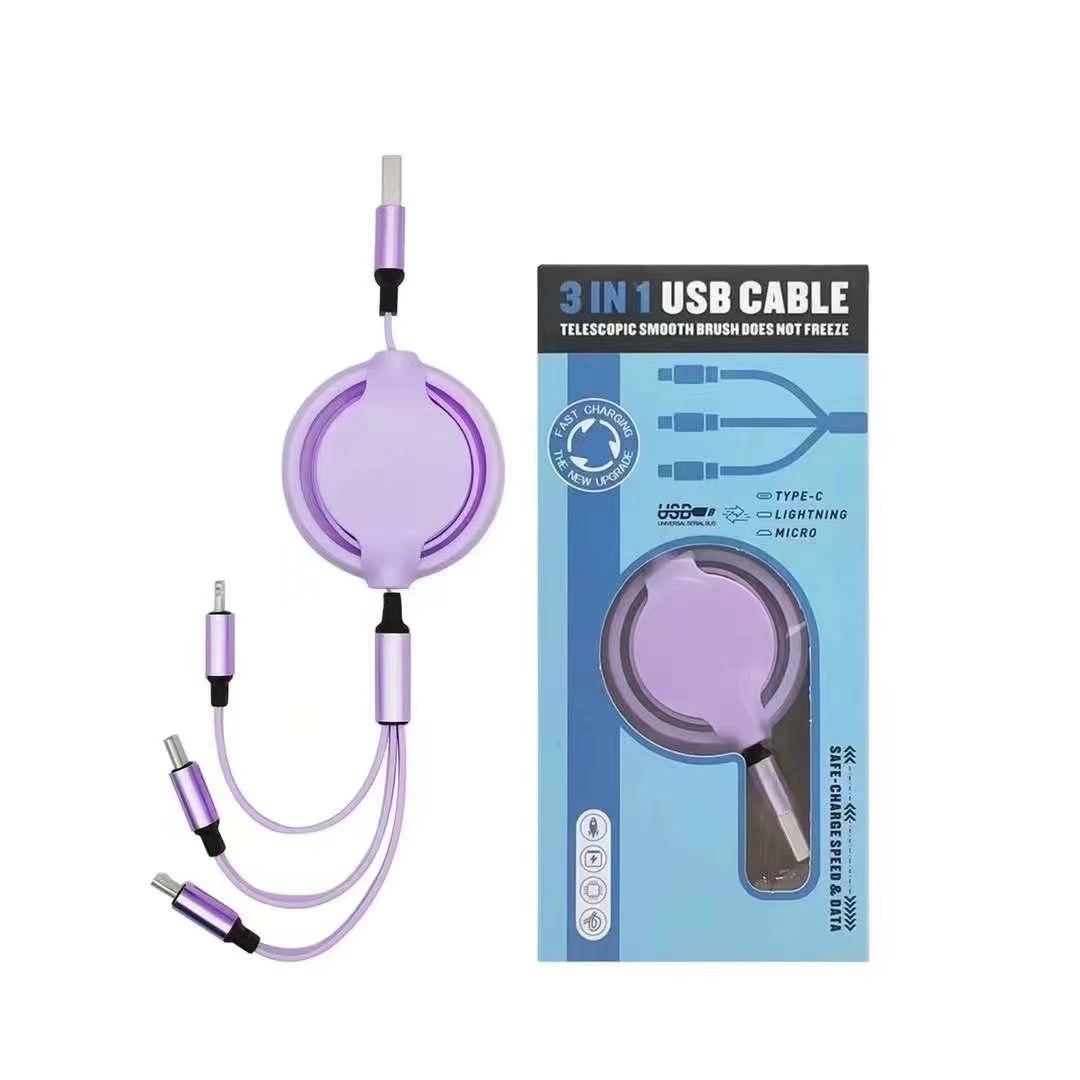 Retractable one drag three data cables, Macaron fast charging and storage in one Application Scenario