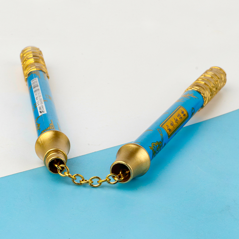Creative cartoon appearance, golden hoop rod, nunchucks, children's writing pen, blue and black double pen core, student learning gel pen Item Picture