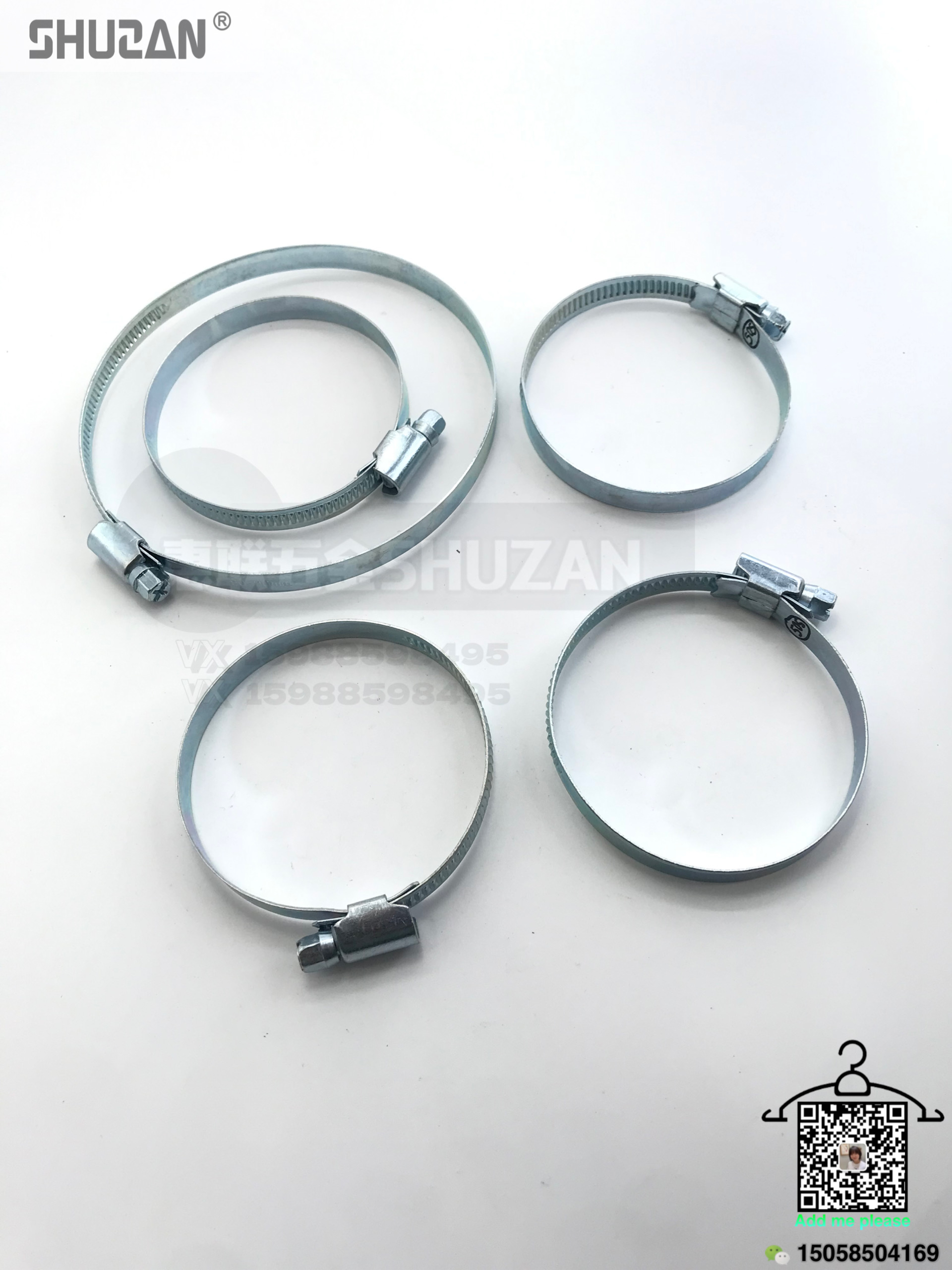 Shuzan hardware hose clamps are tight and the fasteners are firm. They are universal for pipes and electrical conduits, with a silver appearance and Shuzan quality Item Picture