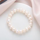 正品天然珍珠手链7-8m近圆白色淡水珍珠简约送妈妈女友情人节礼物饰品真珍珠批发