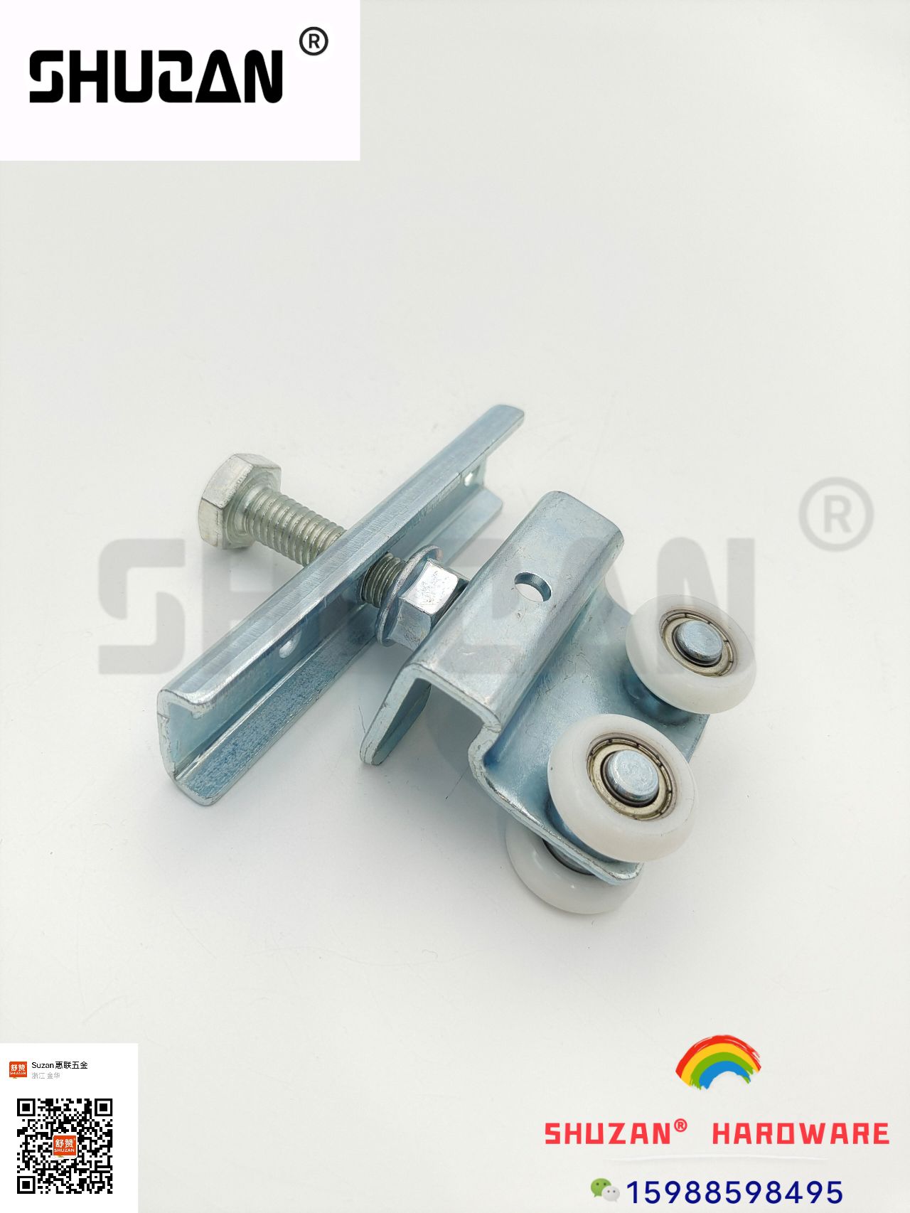 The upper wheel guide wheel of the hoist wheel door, industrial sliding large door hoist, galvanized heavy sliding door track pulley factory direct sales, special-shaped double pulley, Shuzan Application Scenario