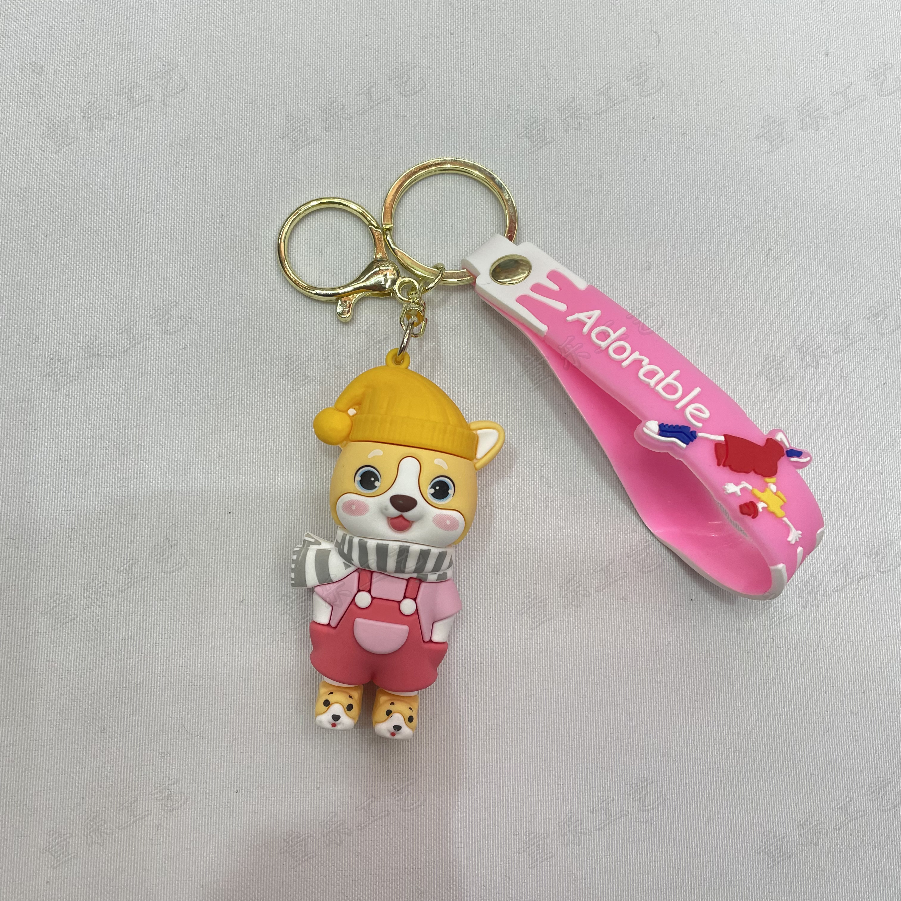 Cartoon scarf, animal soft rubber keychain, cartoon scarf, little bear, cute little pig, exquisite key accessory, three-dimensional figurine pendant Specification image