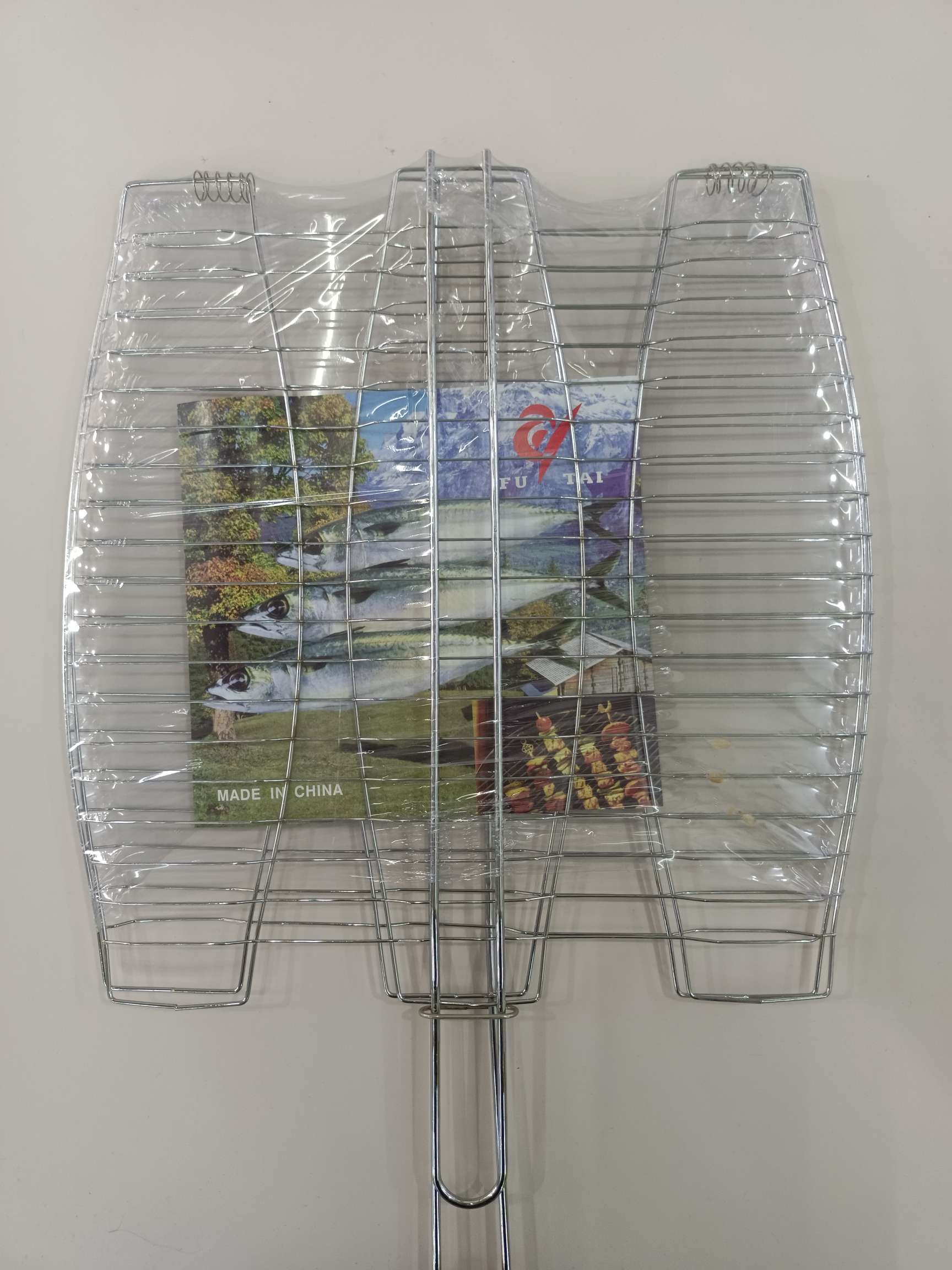 厂家直销木柄双鱼三鱼烧烤网 烤鱼夹　烧烤网夹　烧烤夹