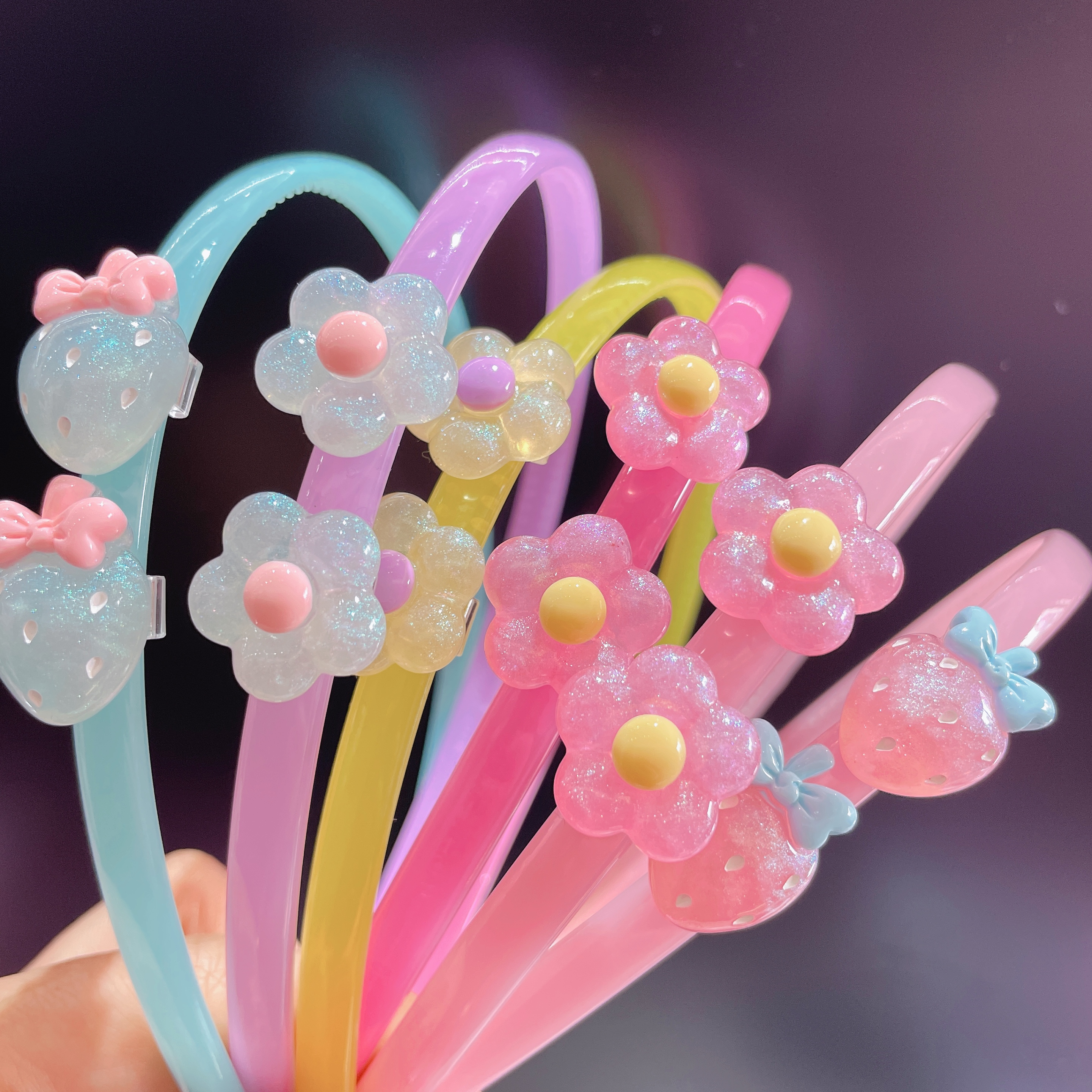 Cute pink crystal jelly cartoon headband
