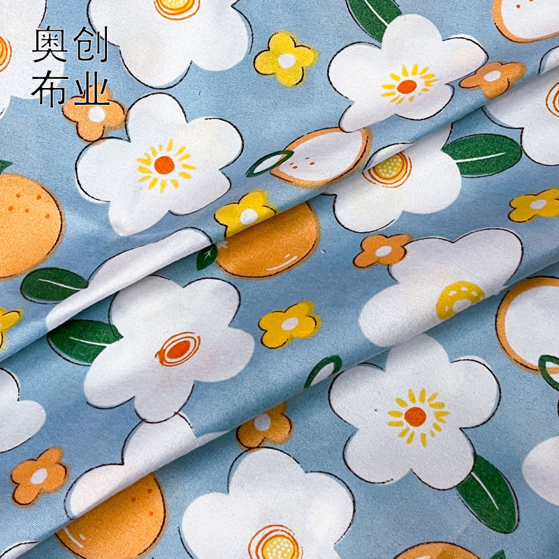 Polyester plain weave peach skin velvet printed matte fabric, floral print, floral dress, home wear, decorative fabric, bedding fabric Specification image