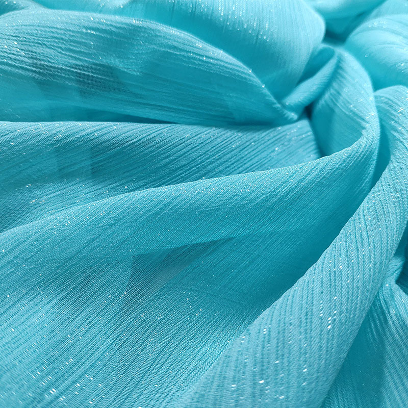 Encrypted bright silk wrinkled fabric, silver silk wrinkled chiffon, glittering gauze crepe fabric, Hanfu, dress, bag, accessory and decorative fabric Item Picture