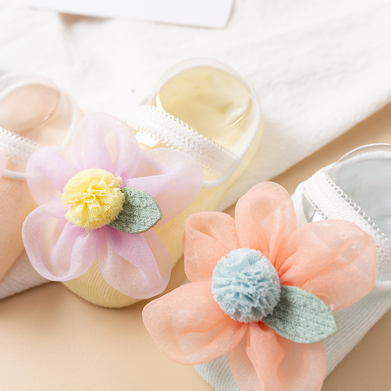 婴儿袜子0-1女童地板船袜婴幼儿a夏季薄款宝宝袜套蕾丝花边防滑袜