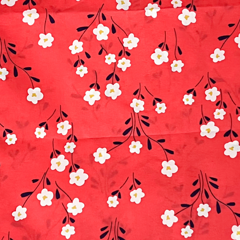 Retro floral print polyester plain printed fabric for shirts, accessories, bags, shoes, hats, toys, clothing and chemical fiber fabrics Item Picture