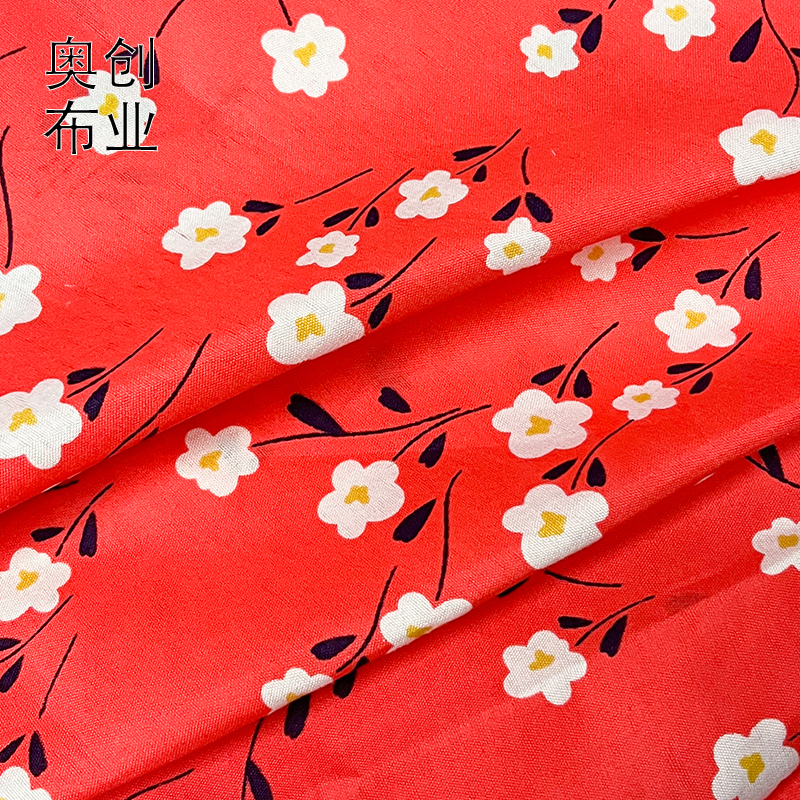 Retro floral print polyester plain printed fabric for shirts, accessories, bags, shoes, hats, toys, clothing and chemical fiber fabrics Specification image