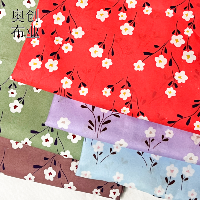 Retro floral print polyester plain printed fabric for shirts, accessories, bags, shoes, hats, toys, clothing and chemical fiber fabrics details Picture
