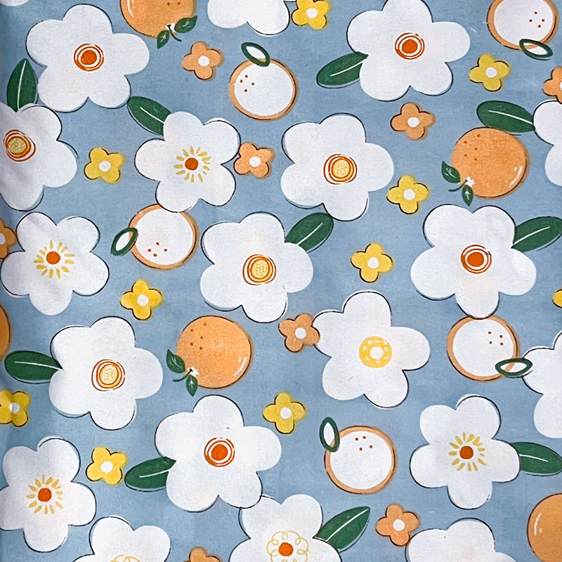 Polyester plain weave peach skin velvet printed matte fabric, floral print, floral dress, home wear, decorative fabric, bedding fabric Item Picture
