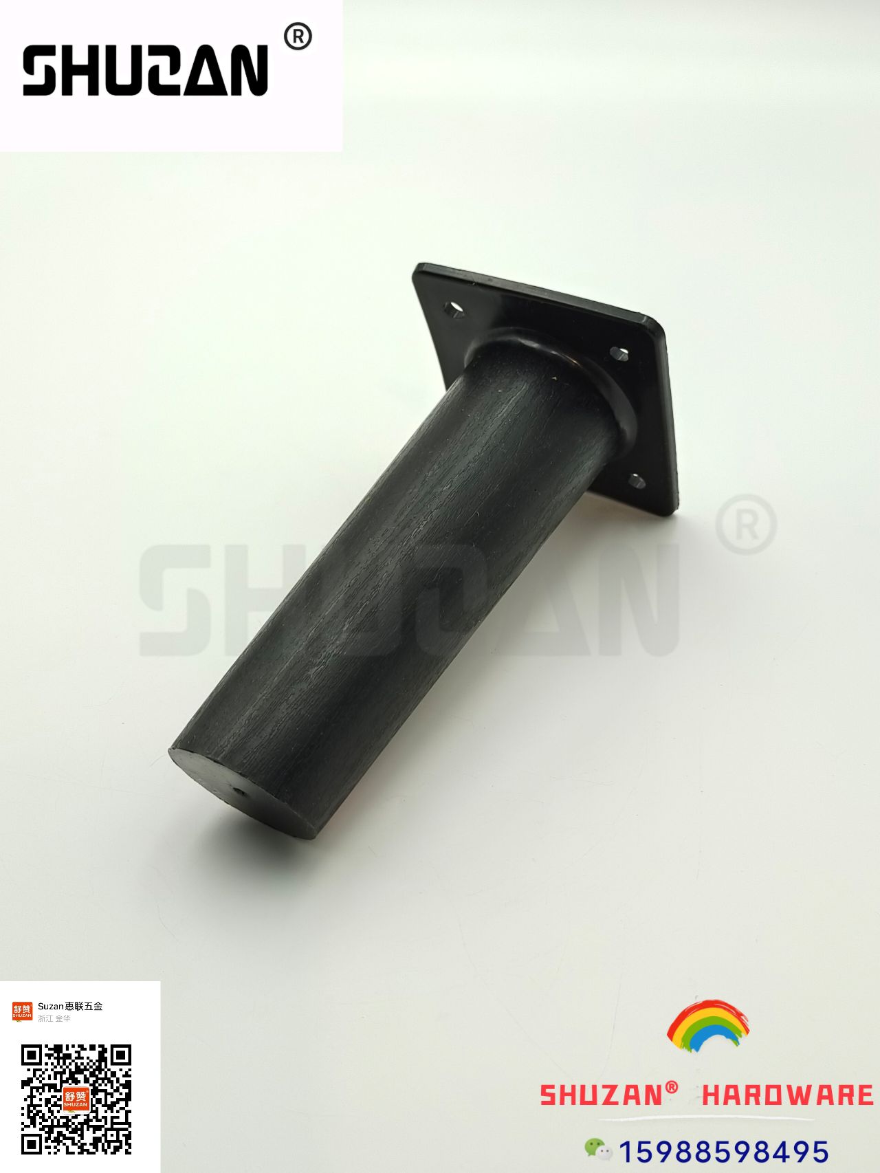 The black cylindrical cabinet feet of Shuzan hardware are sturdy and durable, easy to install, and elegant in appearance Specification image