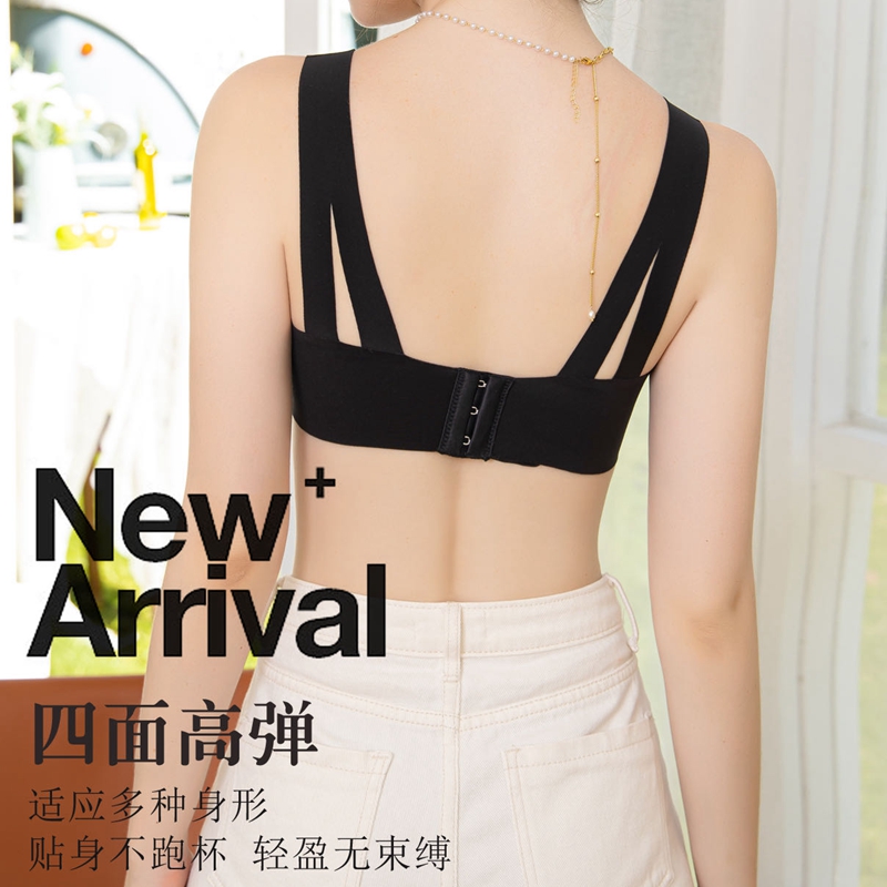 Dreamy red and pink thin seamless lingerie, gathering to show the size of the bust, flat bust, special for tuck in the breast, upper support, no underwire bra Specification image