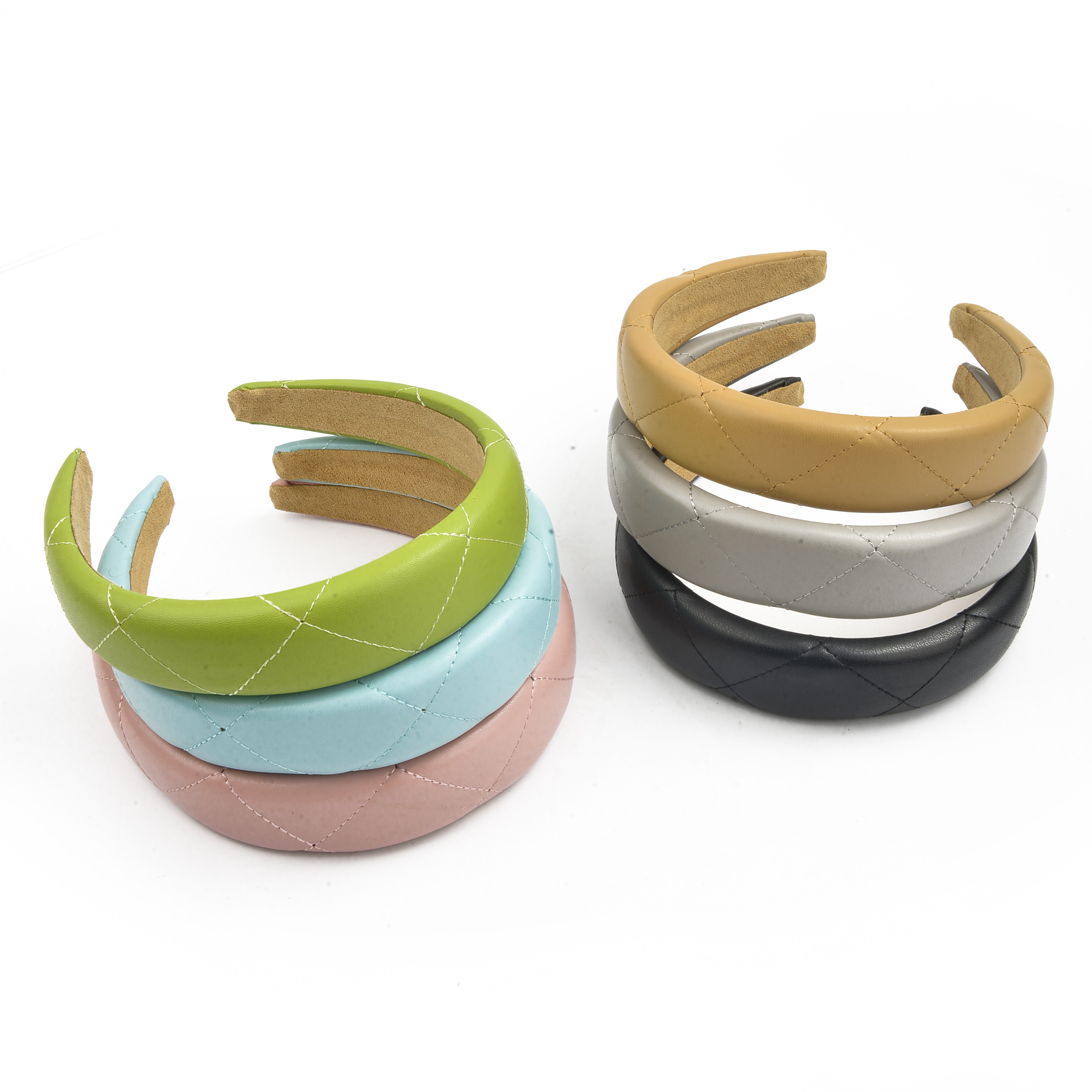 Glossy solid-color PU leather hair band for women, a fashionable wide-edge sponge hair accessory headband for women, the same style as celebrities