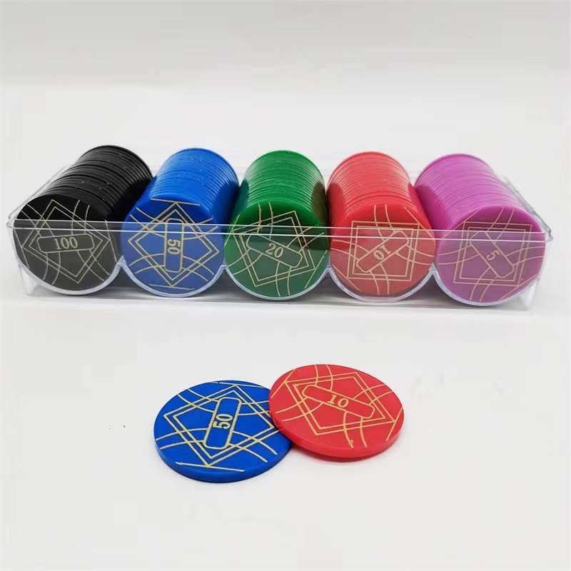 筹码6克3D烫金ABS100片金丝布纹德州代币筹码棋牌室纯色通用