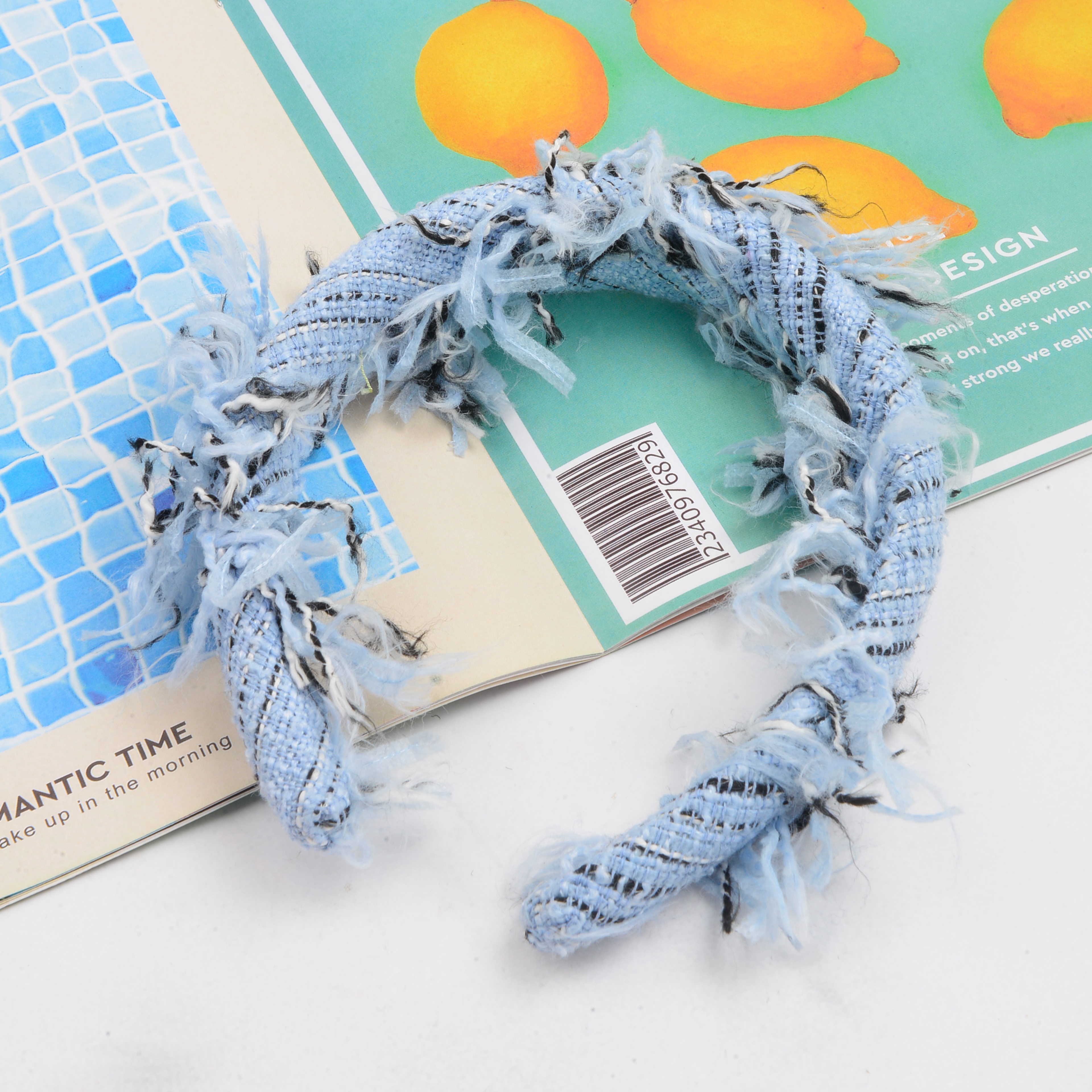 Versión coreana dongdaemun el mismo estilo rosa cuadros de peluche de tela de peluche aro de pelo dulce y lindo hilo de malla versátil aro de cabeza accesorios de pelo Specification image