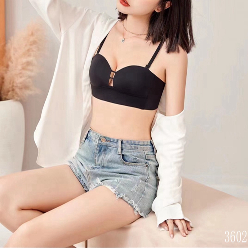 Dreamy red and pink, simple and seamless, no steel rims, nude care cup, gathering underwear, adjustable side folding, hollowed-out black bra Specification image