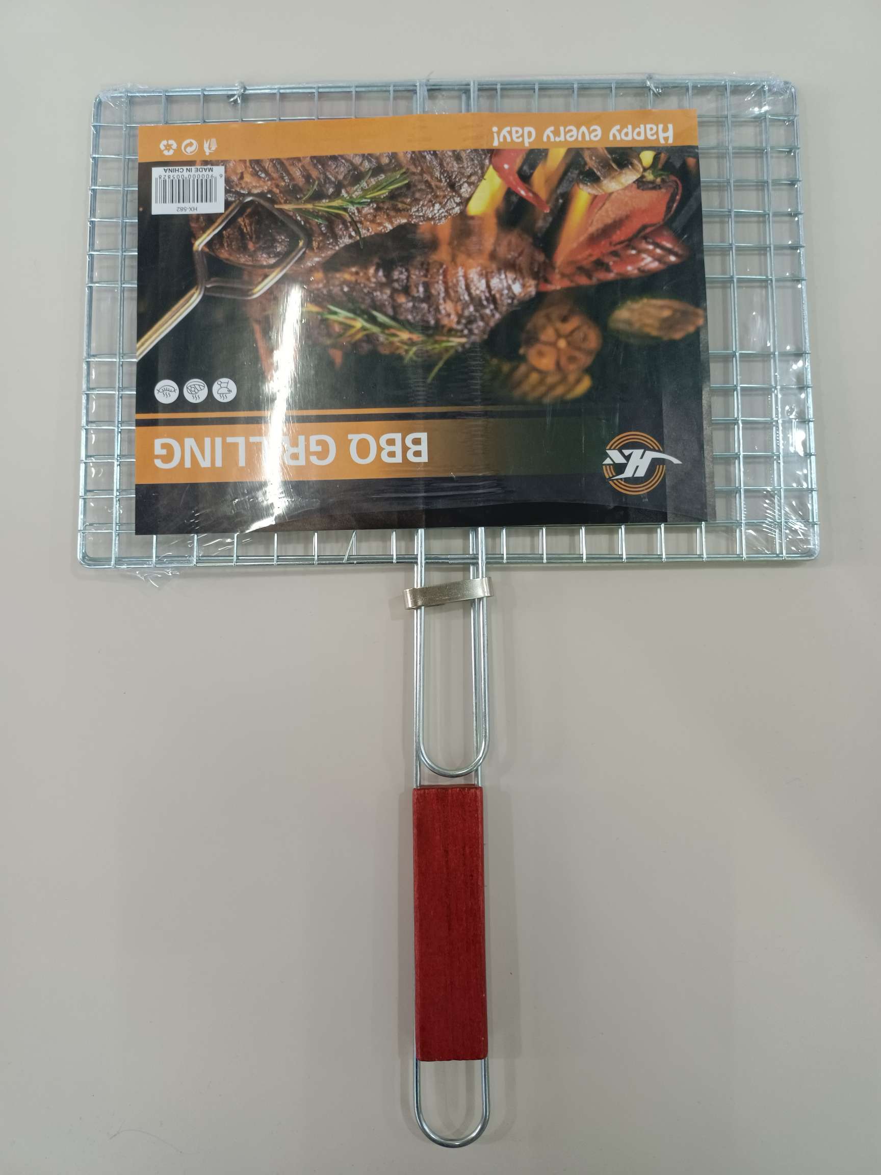 夹柄大平板BBQ户外烧烤夹木柄防烫烤肉蔬菜夹烧烤鱼肉工具 h