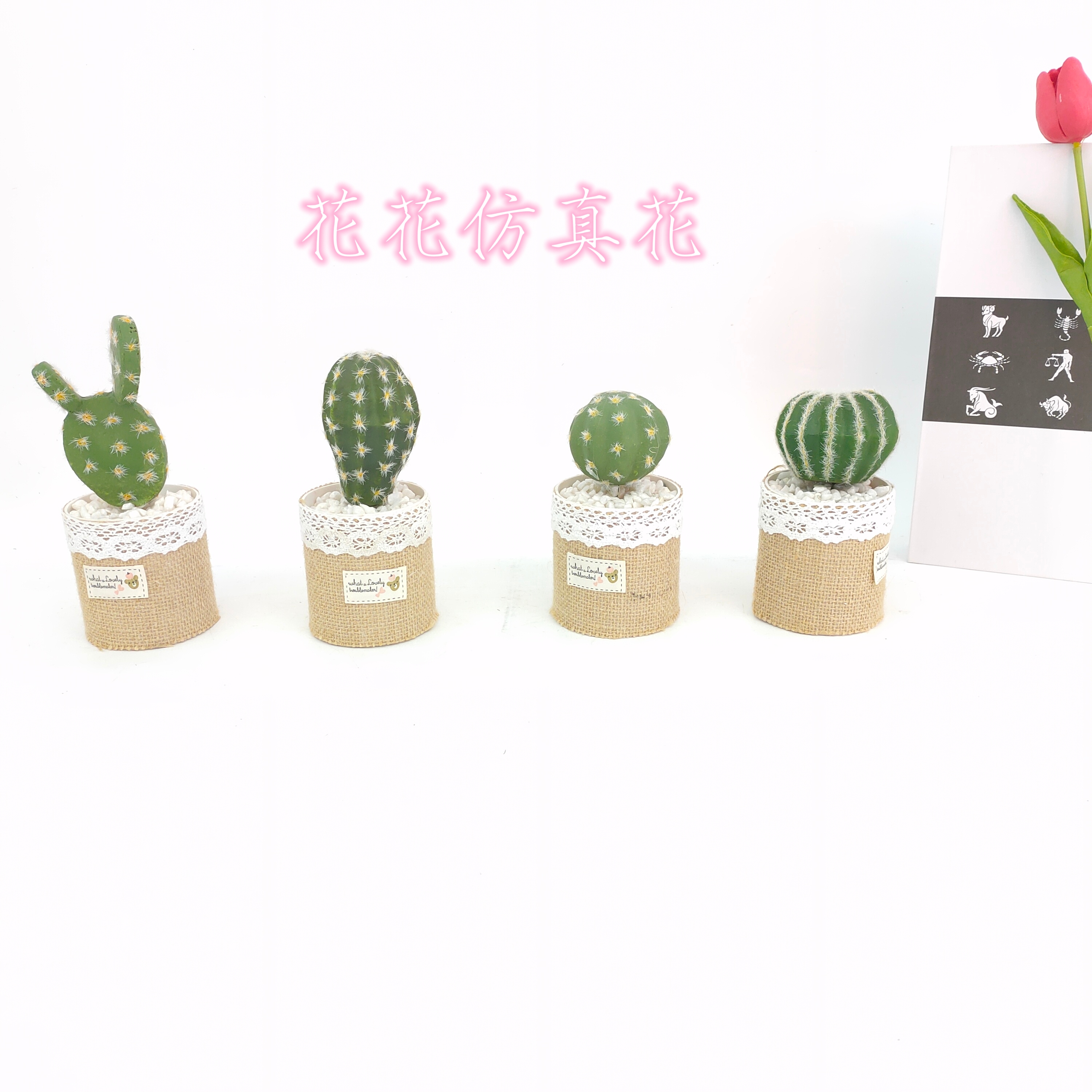 仿真花假花盆景麻绳盆多款仙人掌生活用品摆件装饰品