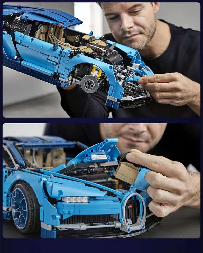 Chinese building block Bugatti Veyron sports car high-difficulty assembly model, boy remote control racing car huge toy detail image 3