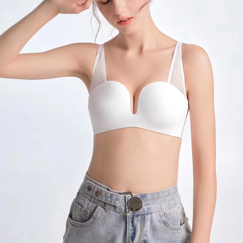 Dreamy red and pink, simple, seamless, comfortable, skin-friendly, breathable, without steel rims, small bust, solid color, beautiful back bra