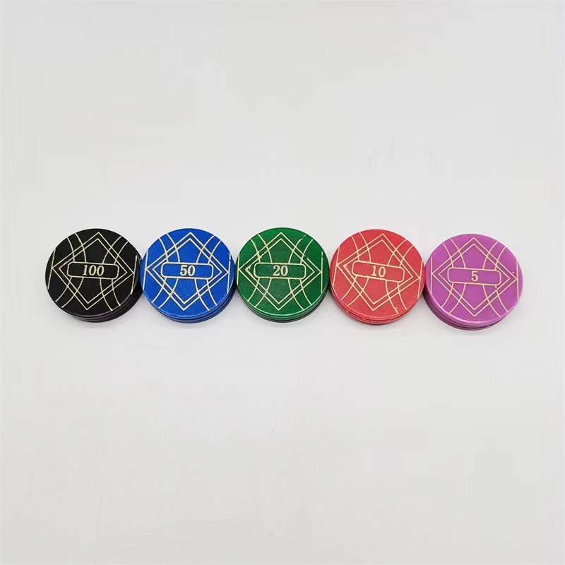 6g 3D gold-embossed ABS100 pieces of gold thread fabric textured Texas token chips for the card room in solid color, universal Application Scenario