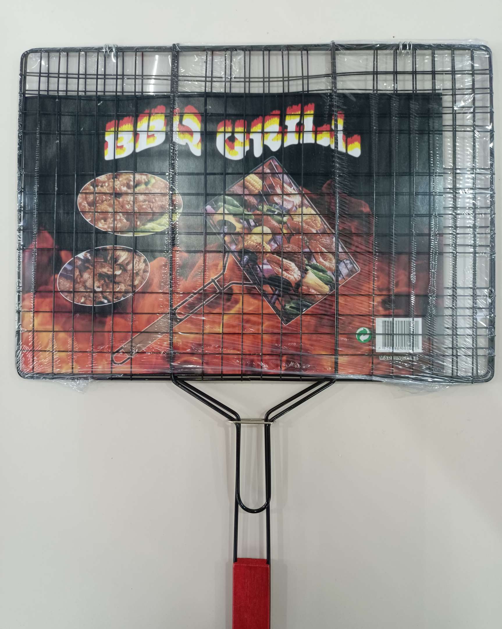 BBQ户外烧烤电泳加大平板烧烤夹木柄防烫烤肉蔬菜夹烧烤鱼肉工具详情图2