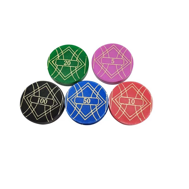 6g 3D gold-embossed ABS100 pieces of gold thread fabric textured Texas token chips for the card room in solid color, universal Item Picture