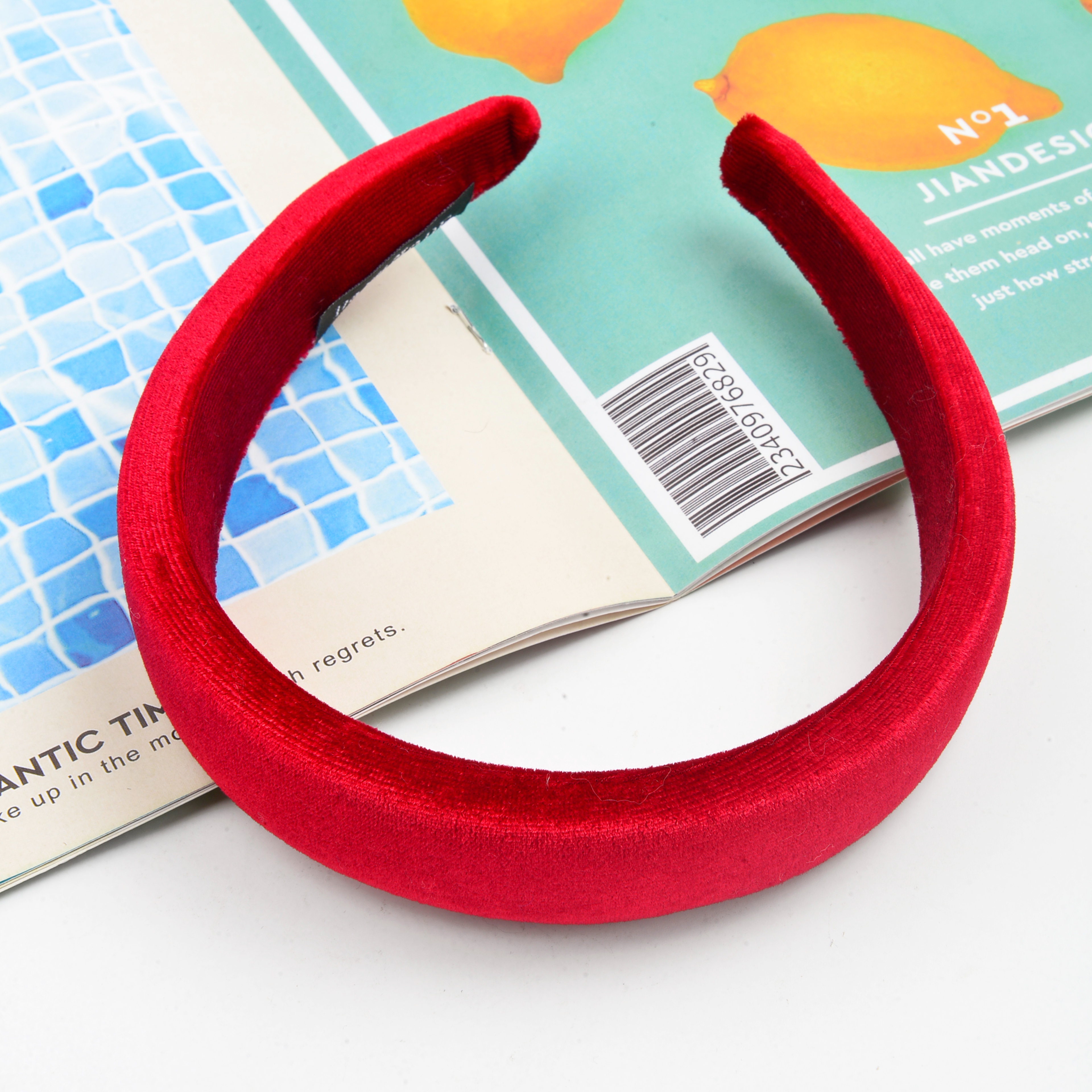 Autumn and winter velvet simple girl solid color versatile hair band, Japanese and Korean style bag fabric headband, baby girl trendy headwear and hair accessory Specification image