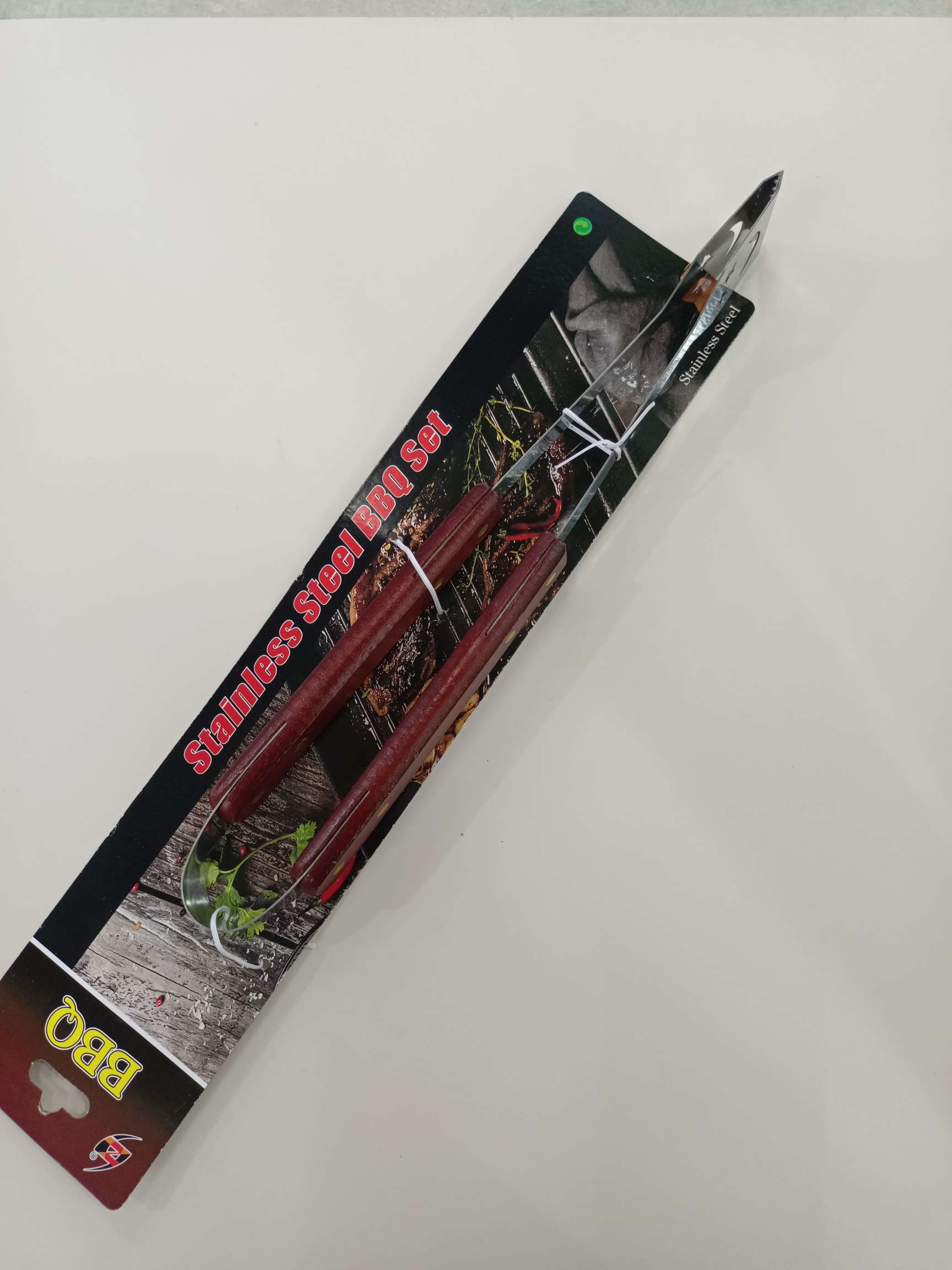 红木手柄/不锈钢烤具/笑脸食品夹细节图