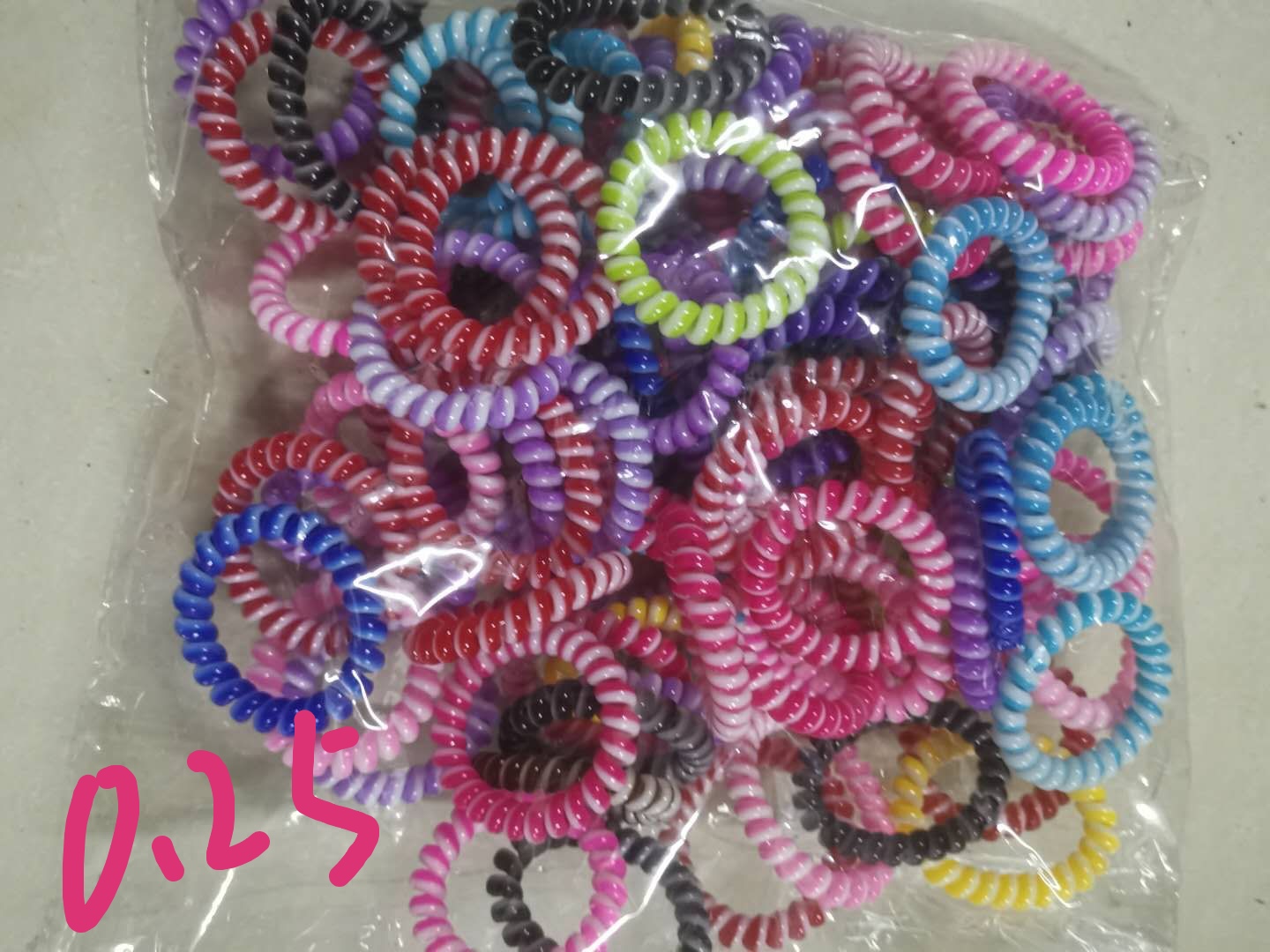 Two-color telephone line, large bright silver, high-elasticity telephone line hair tie, simple and durable, high-elasticity hair tie accessory details Picture
