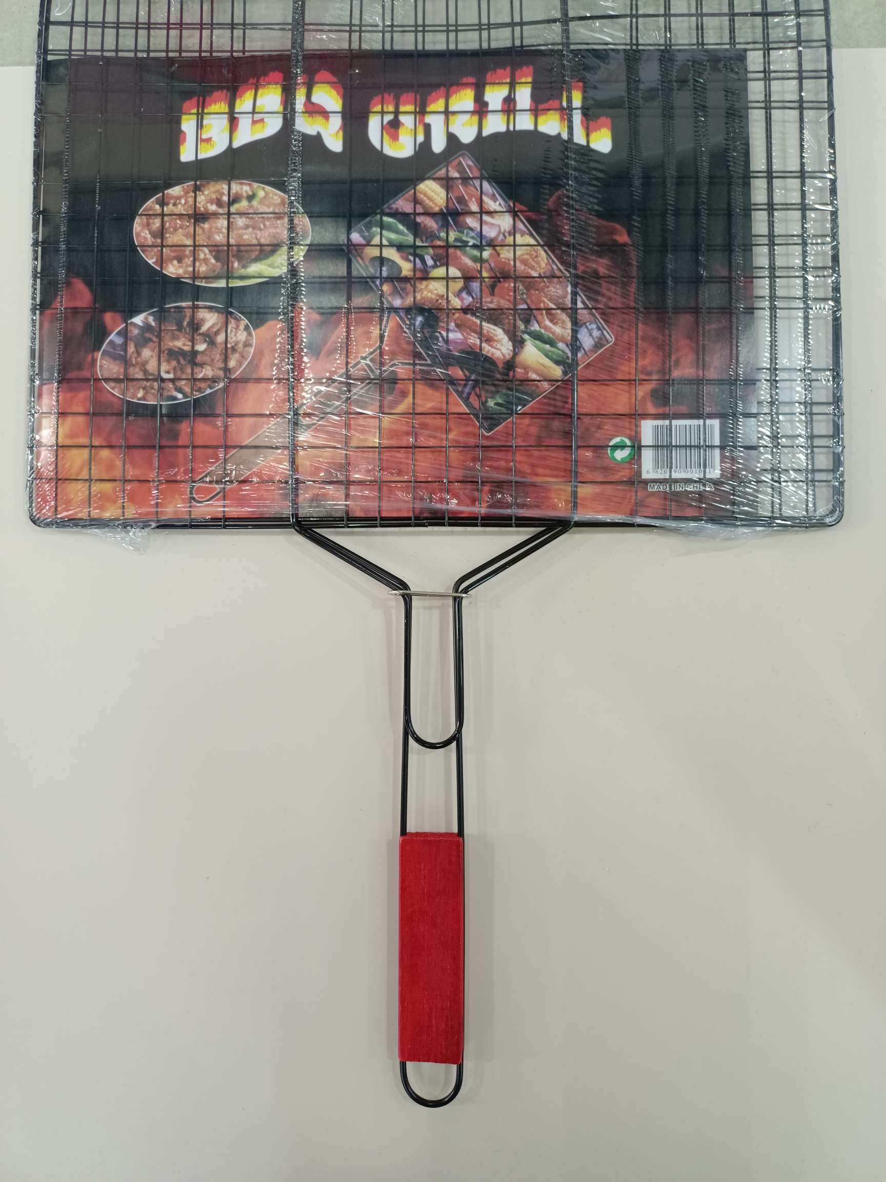 BBQ户外烧烤电泳加大平板烧烤夹木柄防烫烤肉蔬菜夹烧烤鱼肉工具