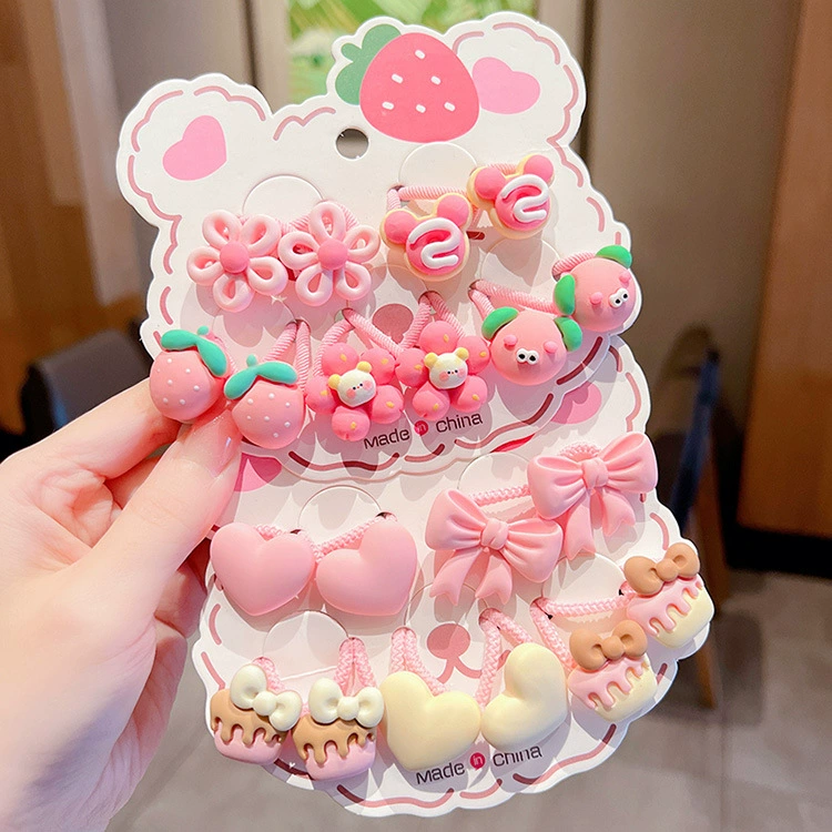 Cute bear hair tie, children's cute hair tie rubber band, little girl cartoon hair tie, elastic headwear set wholesale detail image 9