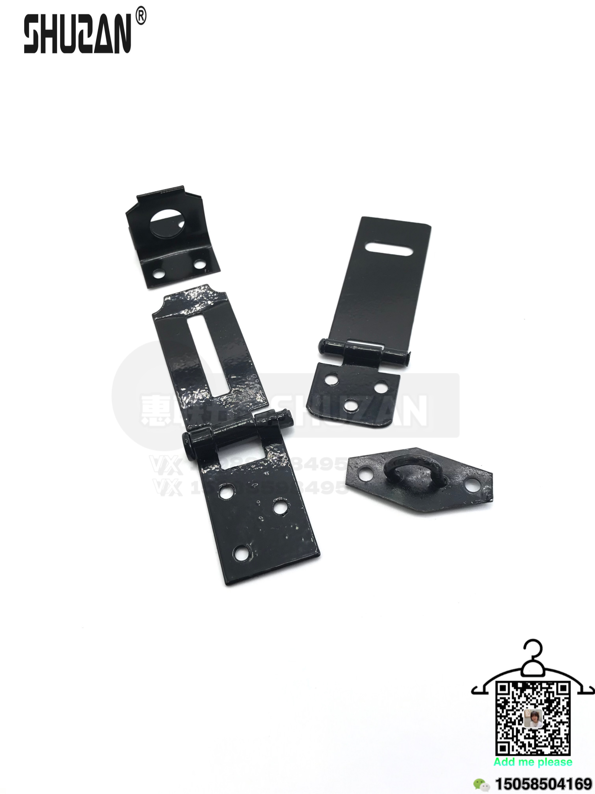 Shuzan lock plates are black and sturdy. They come in various specifications, are durable and rust-proof Specification image