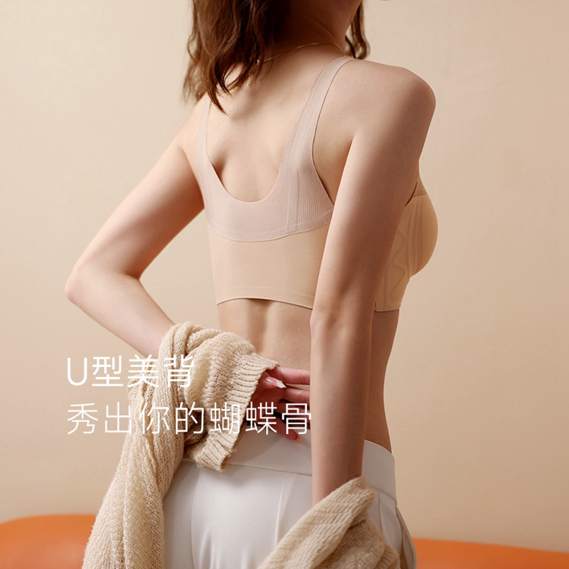 Dreamy red and pink seamless bras for women, large breasts make small breasts look smaller, gather up, support without steel rings, tuck in the secondary breasts, adjustable bra cover Specification image