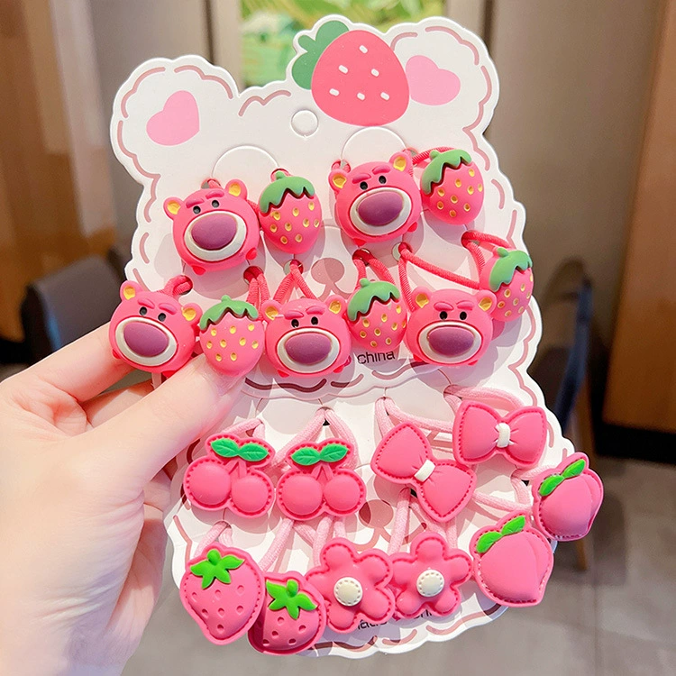Cute bear hair tie, children's cute hair tie rubber band, little girl cartoon hair tie, elastic headwear set wholesale detail image 11