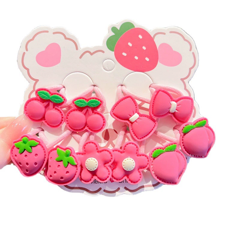 Cute bear hair tie, children's cute hair tie rubber band, little girl cartoon hair tie, elastic headwear set wholesale Item Picture