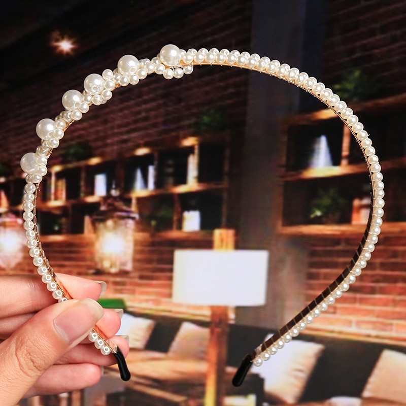 FLY1862 Korean version of the internet-famous handcrafted hair accessory, simple and versatile, facial wash headband, bow pearl headband, wedding bridesmaid headwear