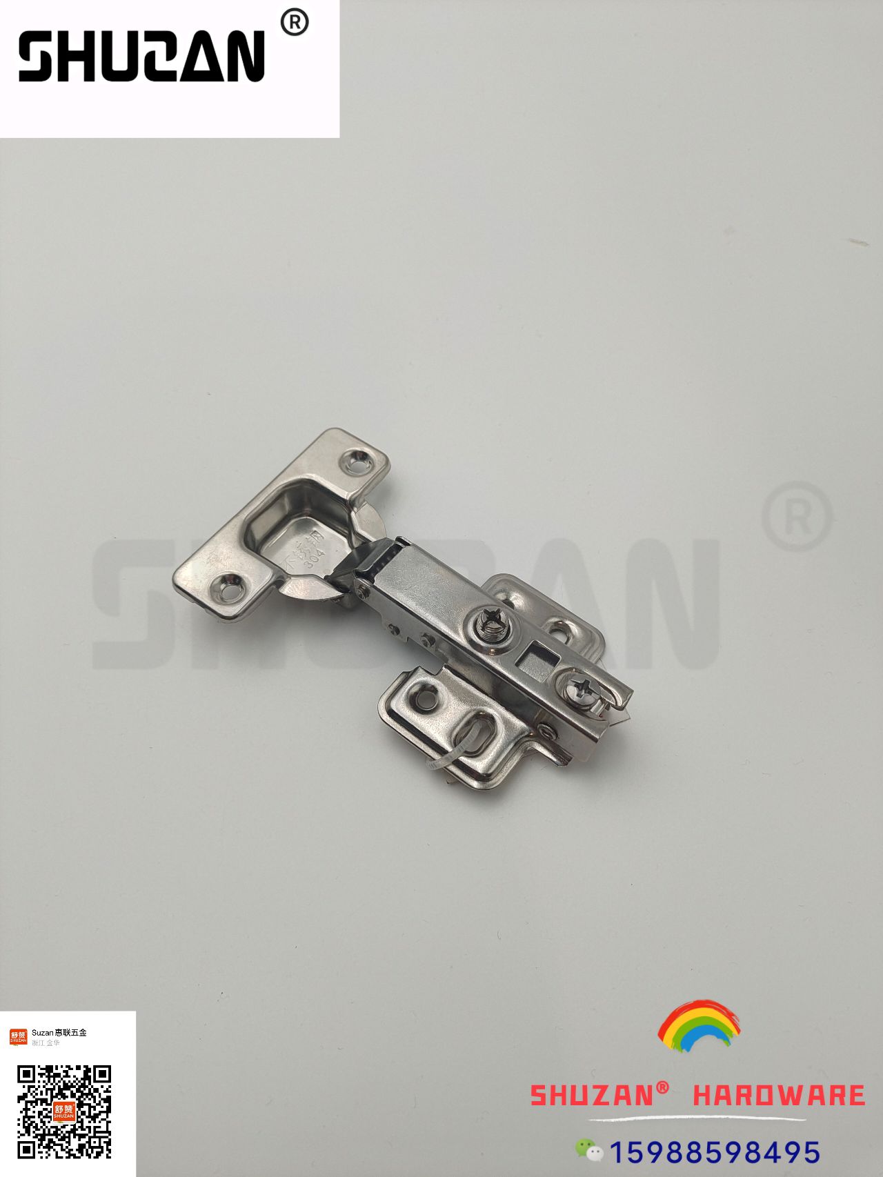 The new type of hinge of Shuzan Hardware is sturdy and durable. The bright silver style is specially supplied for export Specification image