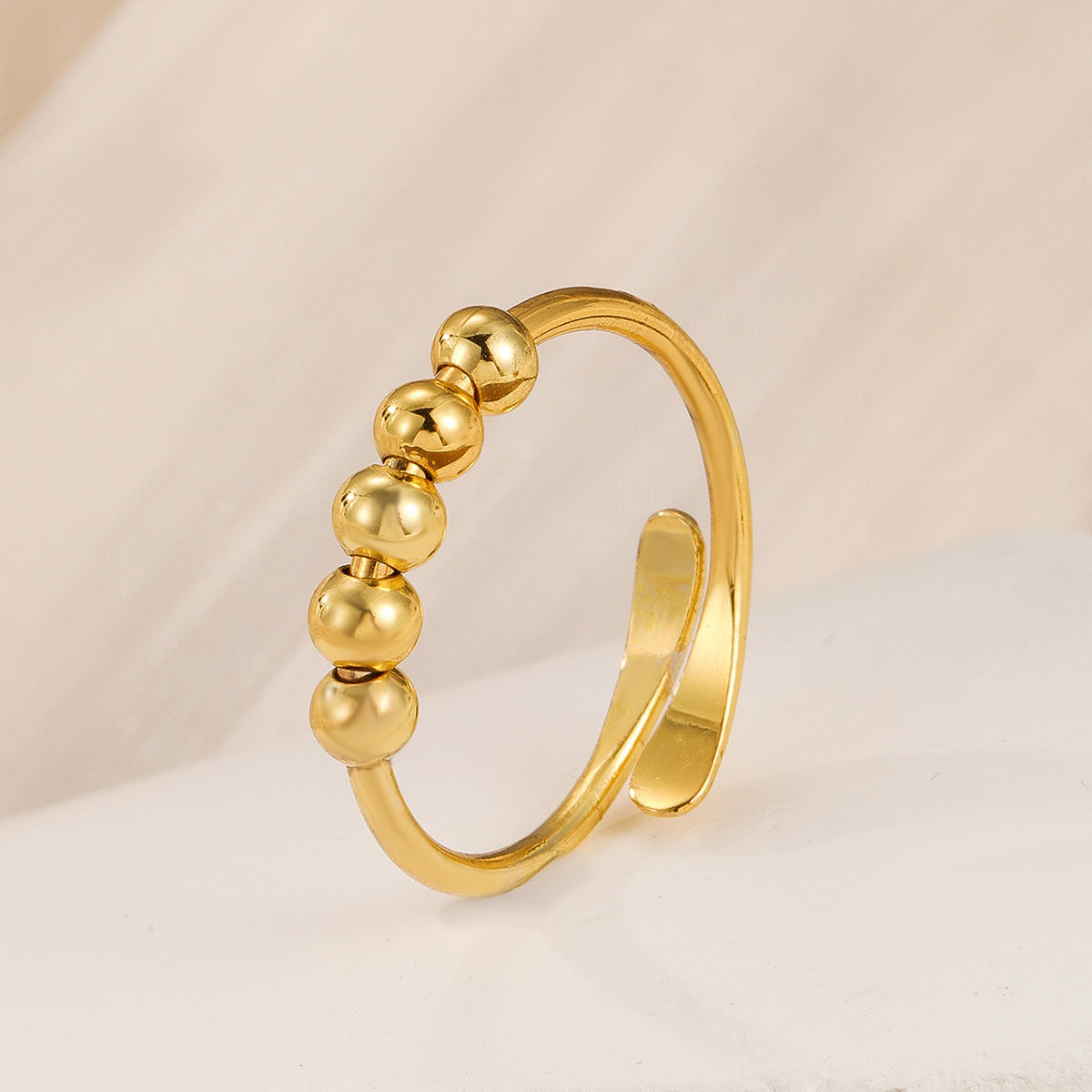 New cross-border rotating ring micro-motion bead women's anxiety adjustable single-circle spiral bead free anti-pressure ring