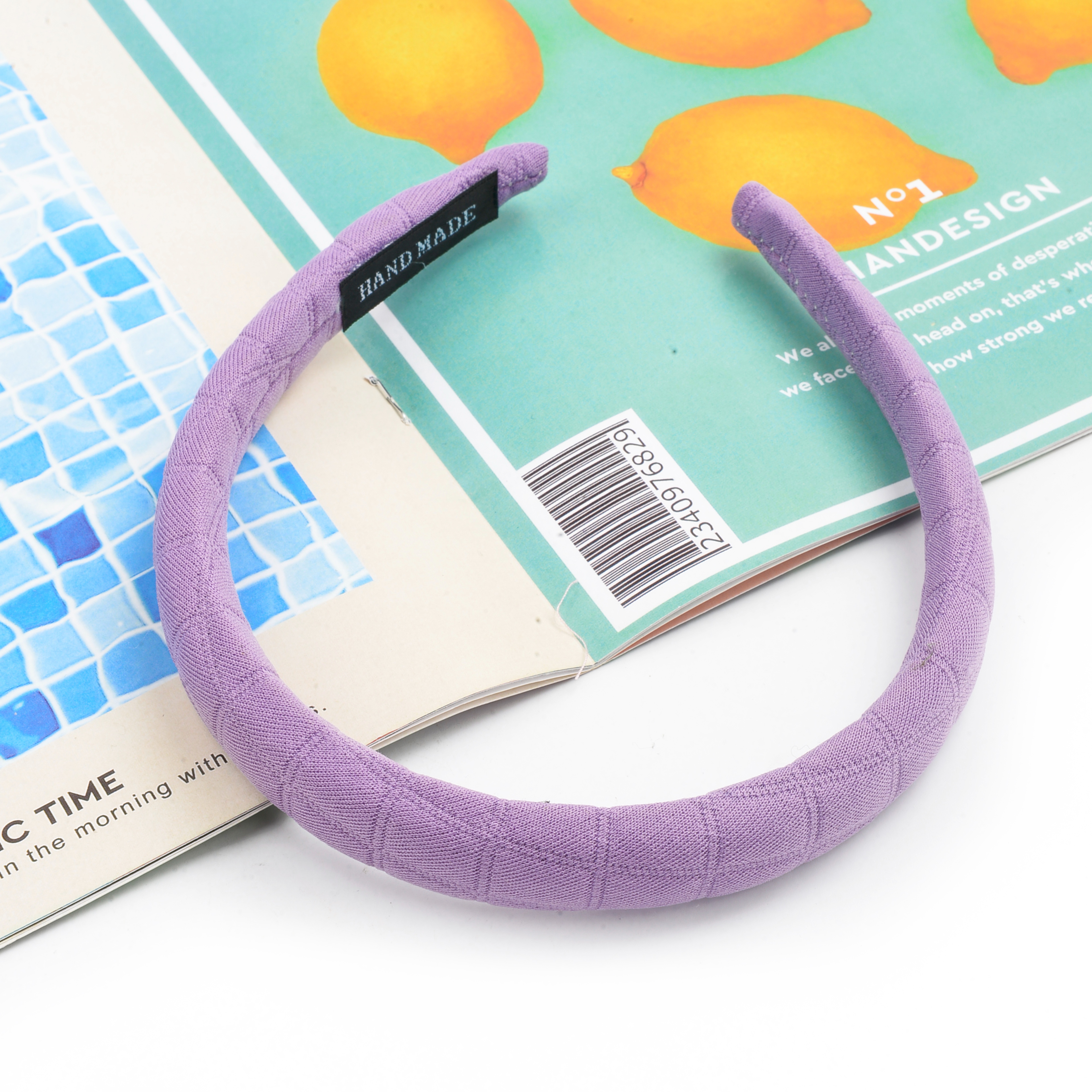 Candy-colored, simple and versatile, high headband on the top of the head, face-washing and hair-pressing sponge hair accessory, anti-slip, Korean Internet celebrity headwear, forest-themed details Picture
