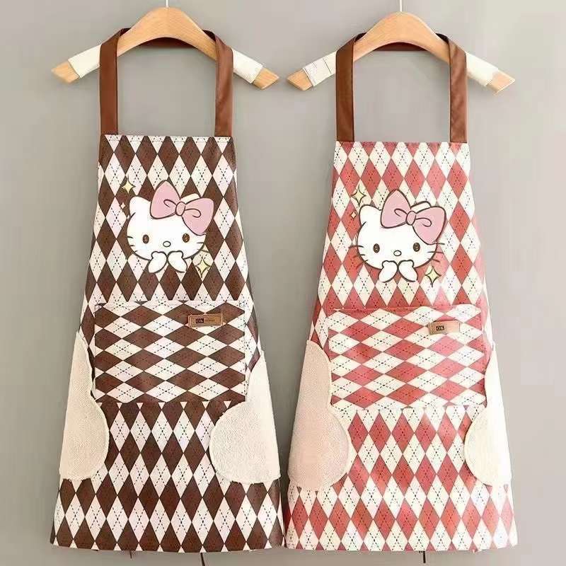 New kitten hand wipe apron Fashion new cooking apron Home kitchen net red fashion waist girdle women waterproof and oil resistant