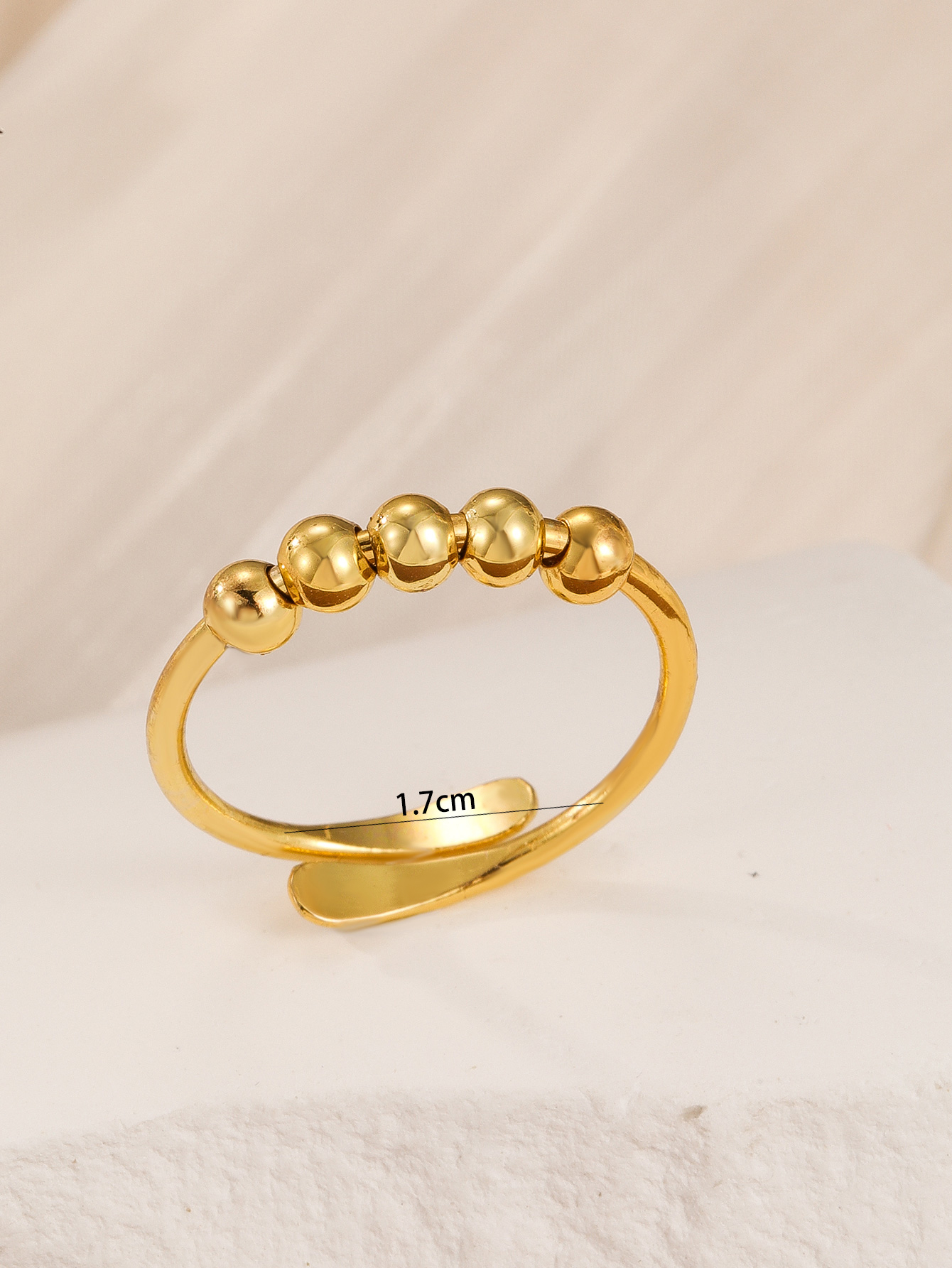New cross-border rotating ring micro-motion bead women's anxiety adjustable single-circle spiral bead free anti-pressure ring details Picture