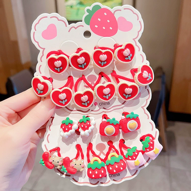 Cute bear hair tie, children's cute hair tie rubber band, little girl cartoon hair tie, elastic headwear set wholesale detail image 10