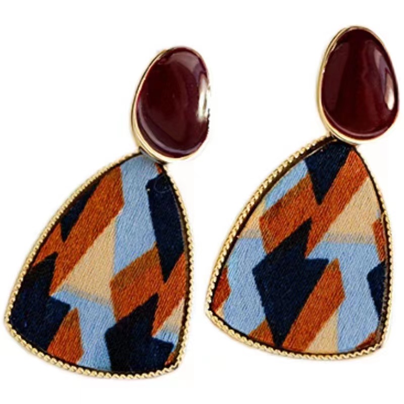Korean-style fashionable and elegant color silk fabric craftsmanship earrings, stud earrings and butterfly jewelry Item Picture